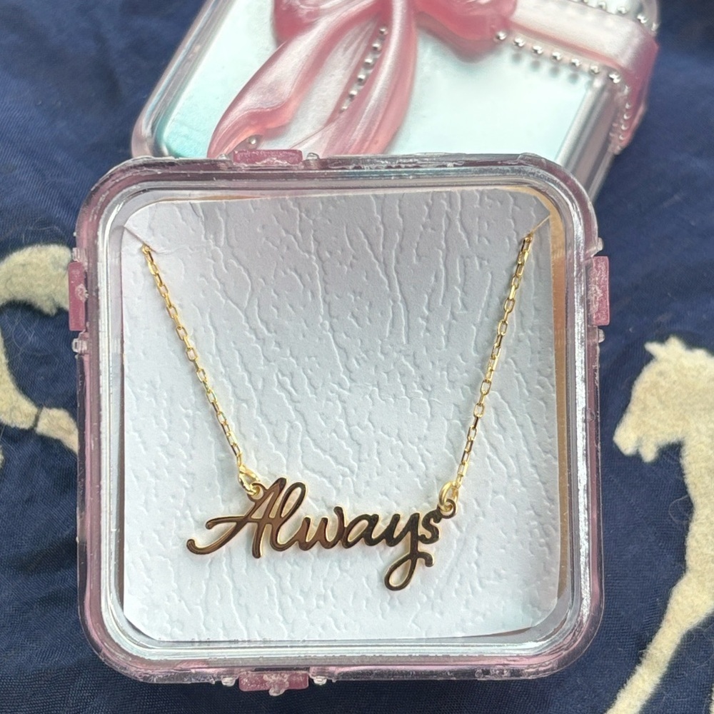 Brand New 14K Gold Plated 925 Sterling Silver Always Necklace Bon Jovi 18" Chain - Picture 7 of 16